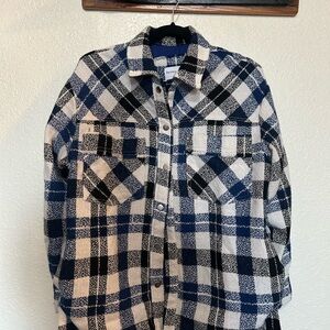 Bershka Blue and Black Plaid Jacket
